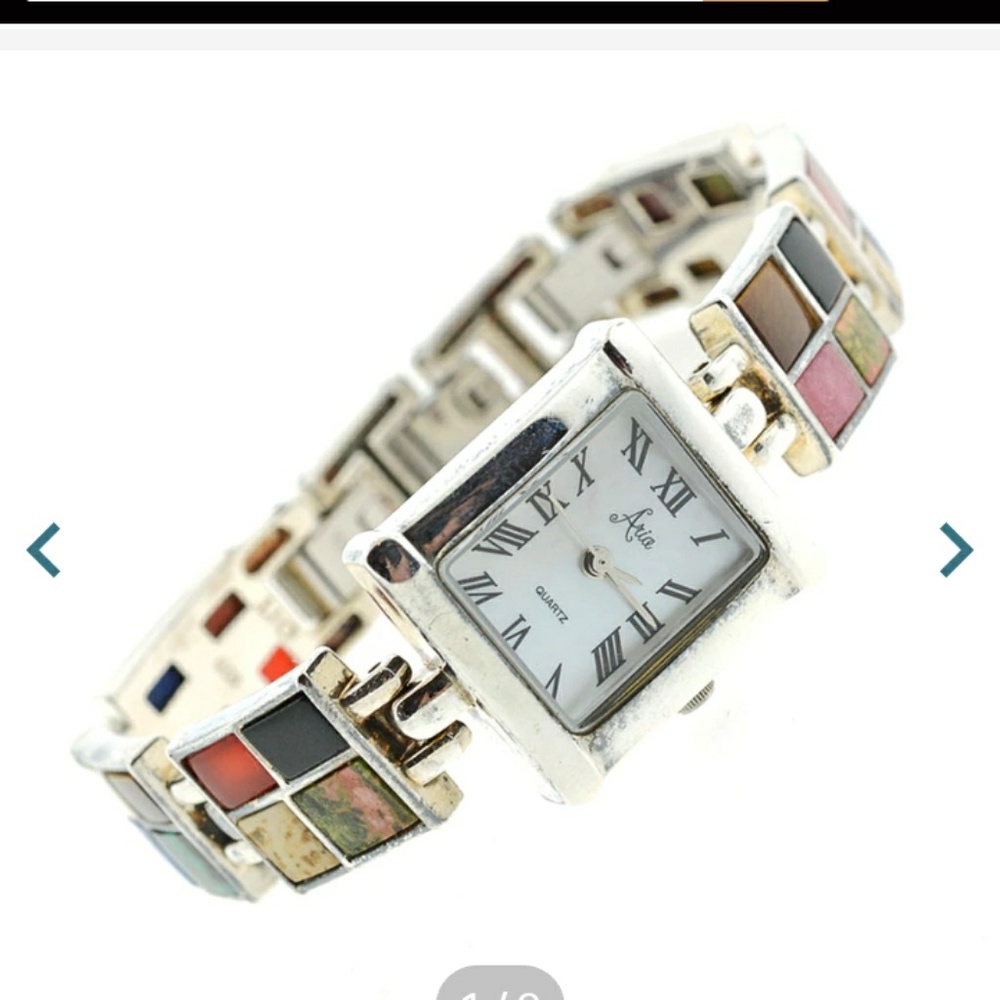 Aria Sterling silver genuine gemston watch